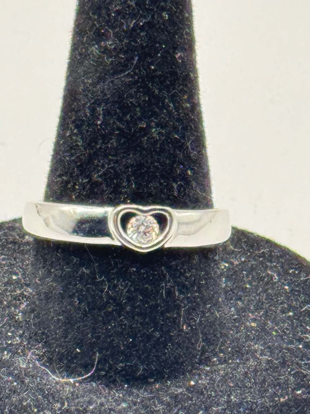 Sterling Silver Heart-Shaped Floating Diamond Ring